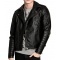 Mens Brando Style Real Leather Biker Jacket Black