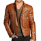 Mens Brown Padded Leather Jacket