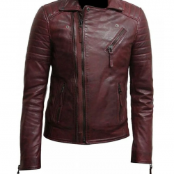 Mens Burgundy Color Biker Style Leather Jacket Mens Burgundy Color Biker Style Leather Jacket