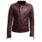 Mens Burgundy Color Biker Style Leather Jacket