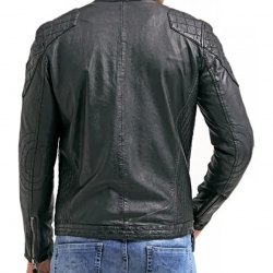Mens Cafe Racer Motorcycle Leather Jacket Black with White Stripes Mens Cafe Racer Motorcycle Leather Jacket Black with White Stripes