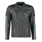Mens Cafe Racer Motorcycle Leather Jacket Black with White Stripes