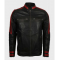 Mens Cafe Racer Red & Black Leather Jacket