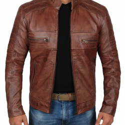 Mens Cognac Brown Motorcycle Distressed Leather Jacket Mens Cognac Brown Motorcycle Distressed Leather Jacket