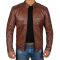 Mens Cognac Brown Motorcycle Distressed Leather Jacket