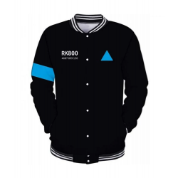Mens Detroit Become Human RK800 Connor Bomber Black Varsity Wool Jacket
