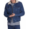 Mens Faux Shearling Fur Denim Jacket Blue