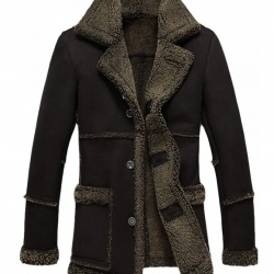 Mens Fur Black Reacher Style Coat Mens Fur Black Reacher Style Coat