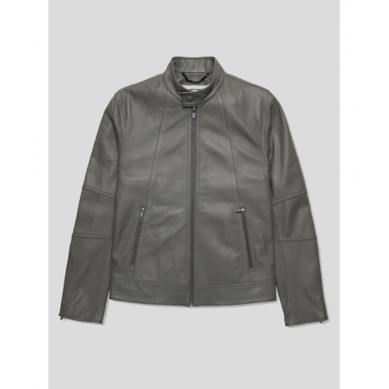 Mens Grey Leather Jacket