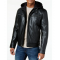 Mens Hooded Black Leather Jacket
