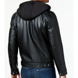 Mens Hooded Black Leather Jacket Mens Hooded Black Leather Jacket