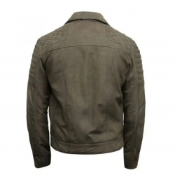 Mens Olive Gray Suede Leather Jacket