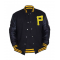 Mens Pittsburgh Pirates P Logo Baseball Majestic Varsity Black Letterman Bomber Jacket