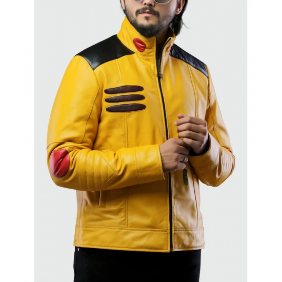 Mens Pokemon Pikachu Yellow Costume Leather Jacket. Pokemon Cosplay Jacket