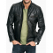 Mens Quilted Rub Off Leather Jacket Distressed Black