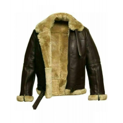 Mens RAF Bomber Ginger Sheepskin Leather Aviator Jacket