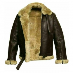 Mens RAF Bomber Ginger Sheepskin Leather Aviator Jacket