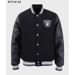 Mens Raiders Black Varsity Jacket