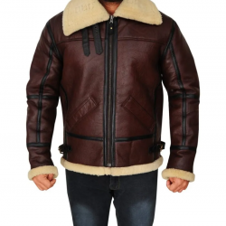 Mens Shearling Brown Bomber Leather Jacket Mens Shearling Brown Bomber Leather Jacket
