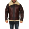 Mens Shearling Brown Bomber Leather Jacket