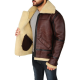 Mens Shearling Brown Bomber Leather Jacket