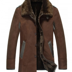 Mens Shearling Brown Reacher Style Coat Mens Shearling Brown Reacher Style Coat
