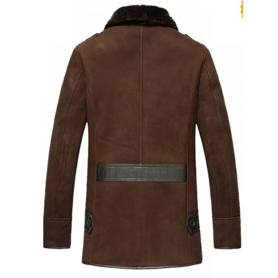 Mens Shearling Brown Reacher Style Coat