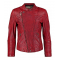 Mens Sheepskin Leather Cafe Racer Biker Jacket Maroon