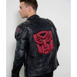 Mens Transformers Autobot Shield Black Armor Leather Jacket Mens Transformers Autobot Shield Black Armor Leather Jacket