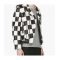 Mens Biker Asymmetrical Zipper Checkerboard Leather Jacket