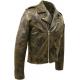 Mens Biker Classic Military Camouflage Leather Jacket
