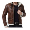 Mens Biker Shearling Bomber Distressed Brown Leather Jacket