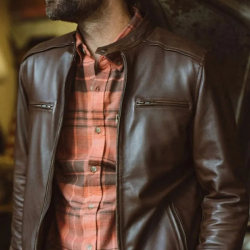 Mens Biker Thompson Brown Leather Jacket Mens Biker Thompson Brown Leather Jacket