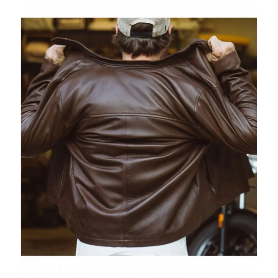 Mens Biker Thompson Brown Leather Jacket