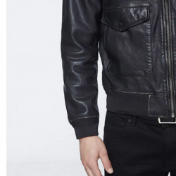 Mens Bomber Black Jacket with Sherpa Collar Mens Bomber Black Jacket with Sherpa Collar