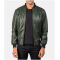 Mens Bomber Casual Green Leather Jacket