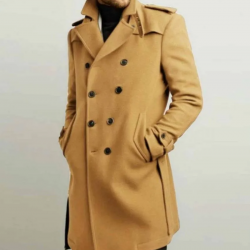 Mens Double Breasted Red Belted Coat