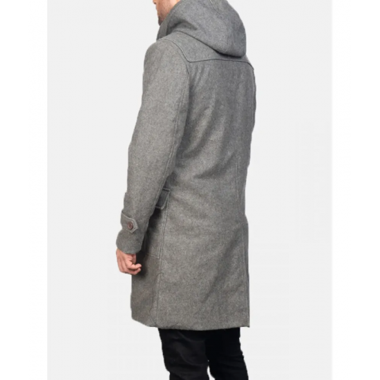Mens Grey Duffle Wool Coat
