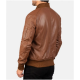 Mens MA 1 Flight Brown Leather Bomber Jacket