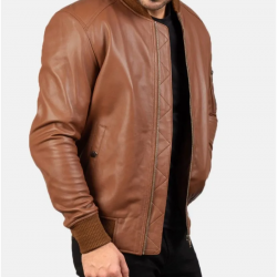 Mens MA 1 Flight Brown Leather Bomber Jacket Mens MA 1 Flight Brown Leather Bomber Jacket