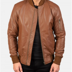Mens MA 1 Flight Brown Leather Bomber Jacket Mens MA 1 Flight Brown Leather Bomber Jacket