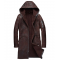 Mens Moda Nellav Dark Brown Shearling Leather Hooded Coat