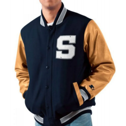 Mens Nittany Lions Navy Blue Bomber Jacket