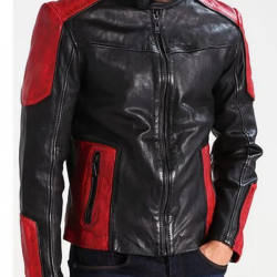 Mens Red and Black New Fashion Biker Jacket Mens Red and Black New Fashion Biker Jacket