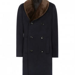 Mens Reiss Brody Navy Blue Coat with Shawl Collar