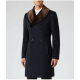 Mens Reiss Brody Navy Blue Coat with Shawl Collar