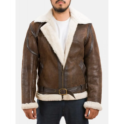 Mens Shearling Brown Real Leather Jacket