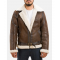 Mens Shearling Brown Real Leather Jacket
