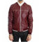 Mens Stitched Bomber Maroon Leather Jacket