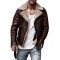 Mens Street Style Brown Shearling Leather Jacket